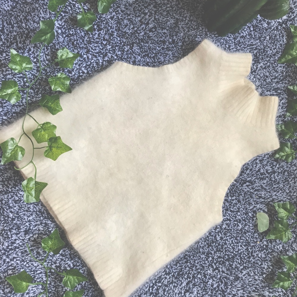 Cropped sleeveless turtle neck top